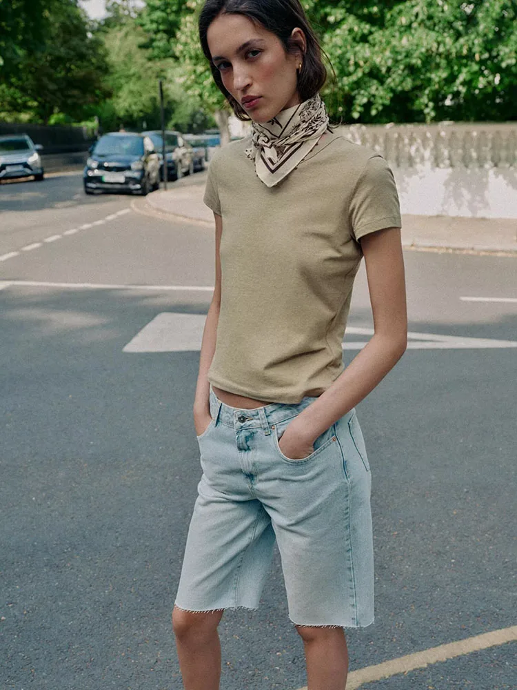 Fashionable round Neck Short Sleeve T-Shirt Women's Top New Arrival Autumn Season Multi-Color Straight Cut Slim Fit Shirt