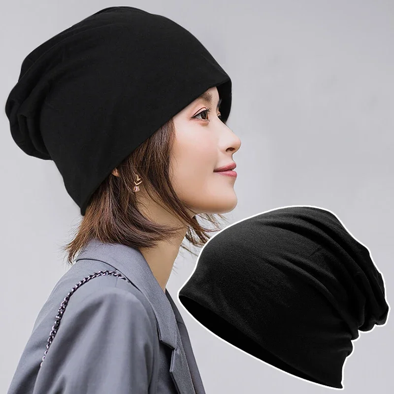 

Casual Cotton Beanies Hats for Women Men Fashion Unisex Solid Color Breathable Soft Skullies Elastic Brimless Caps Couple Hat