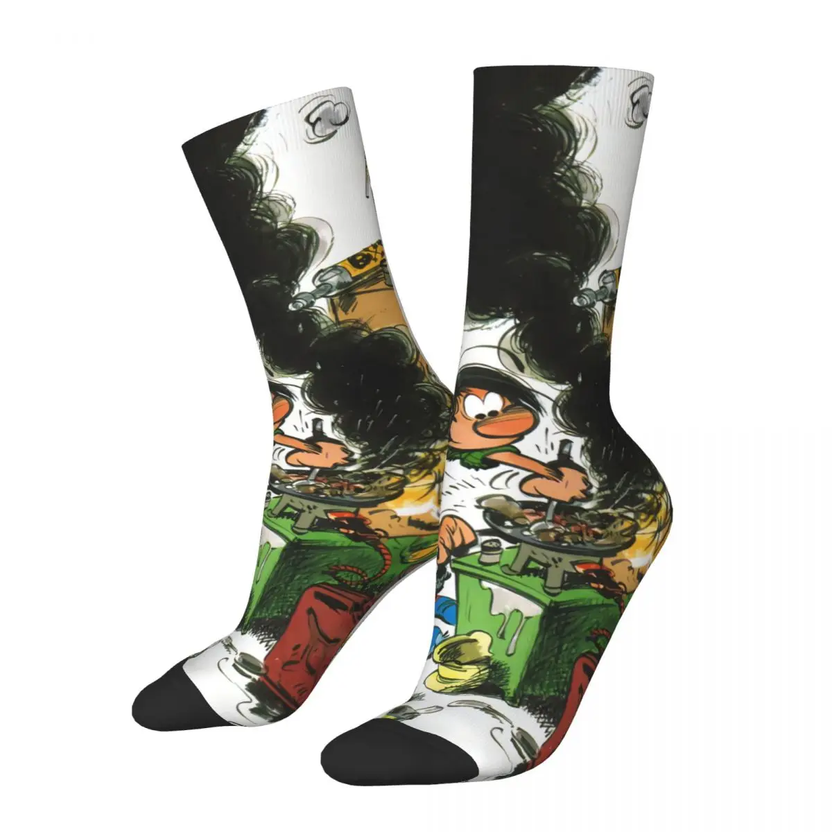 Gaston Lagaffe Anime Unisex Winter Socks Windproof Happy Socks Street Style Crazy Sock