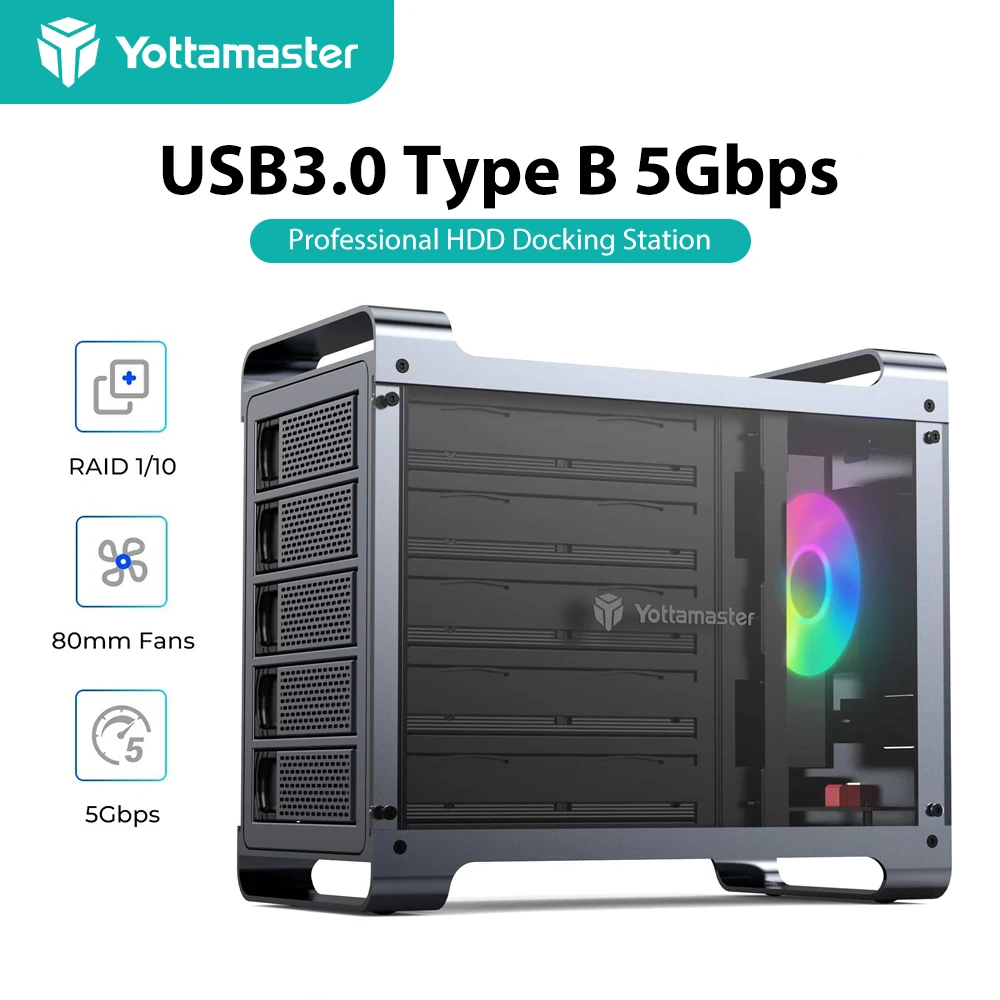 Yottamaster 5-Slot RAID External Hard Drive Enclosure 2.5