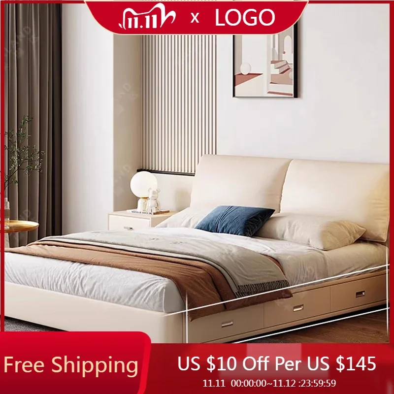 

Modern Storage Beds Leather Bedroom Aesthetic Modern Beds Nordic Bedside Table Cama De Lujo Para Dormitorio Bedroom Furniture