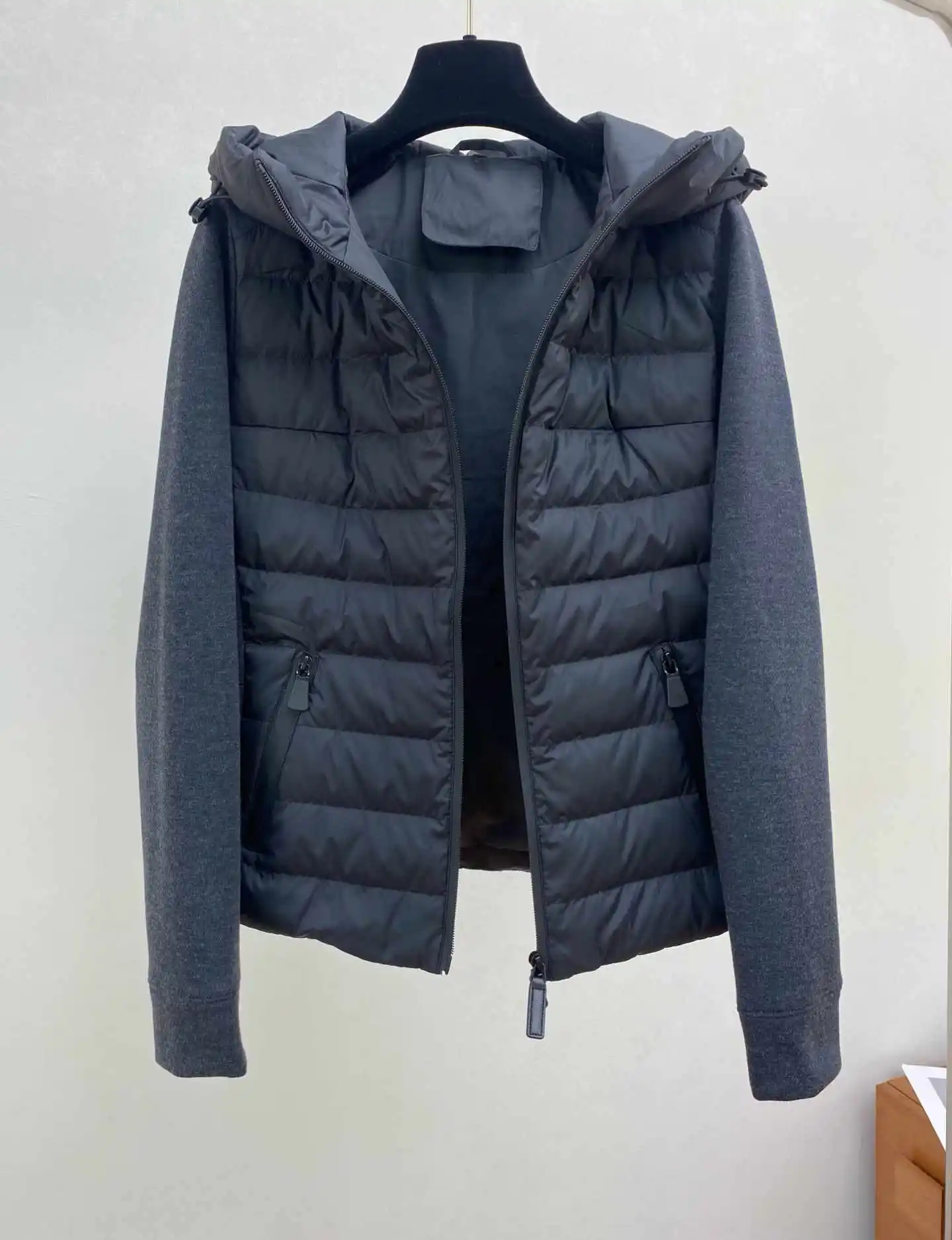 سترة شتوية نسائية بغطاء للرأس وأكمام مقسمة، ريش أوزة أبيض مضاد للتسرب 250T، معطف سترة دافئ #6