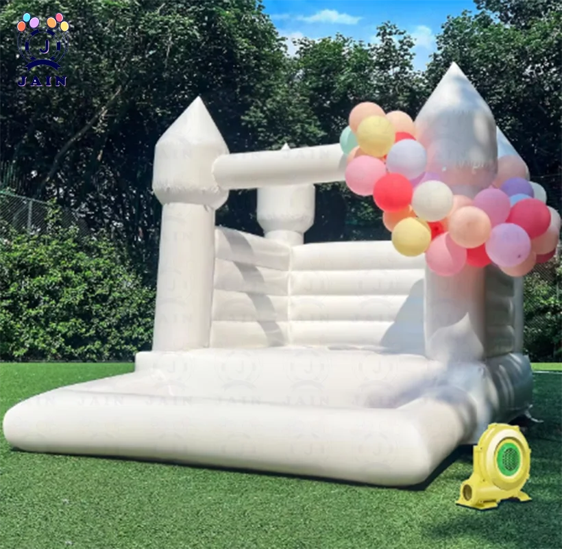 볼 피트 및 공기 송풍기가 있는 화이트 바운스 하우스, 모든 PVC 팽창식 유아 바운스 하우스, 마당용 상업 등급 바운스 하우스  Best5