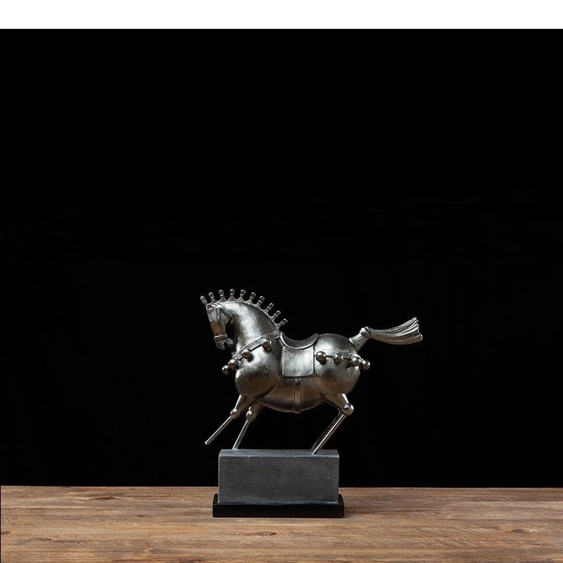 Silver Knights Sculpture Crafts Characters Resins Furnishings Desk Decoration Ornaments Cavalry Statue