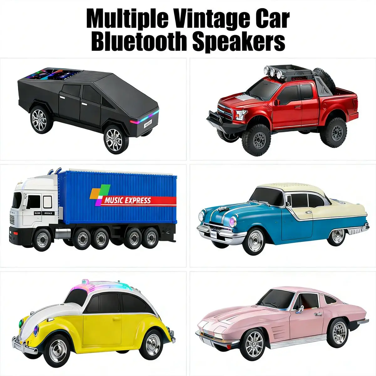 

Vintage Car Model Wireless Speakers Support USB TF Card FM Radio HiFi Sound for Desktop Music Decor Home Office Creative Gift