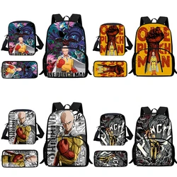 Hot-blooded anime One Punchs Man Backpacks Shoulder Bag Pencil Case Pupil Large Capacity School Bags for Boys Girls Best Gift