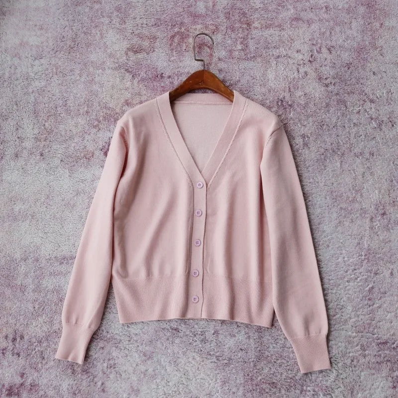 

New Autumn Women's Long Sve V-Ne Knitwear Single Button Basic Sle Jaet Ladies Commute Sle Regular Sve Length