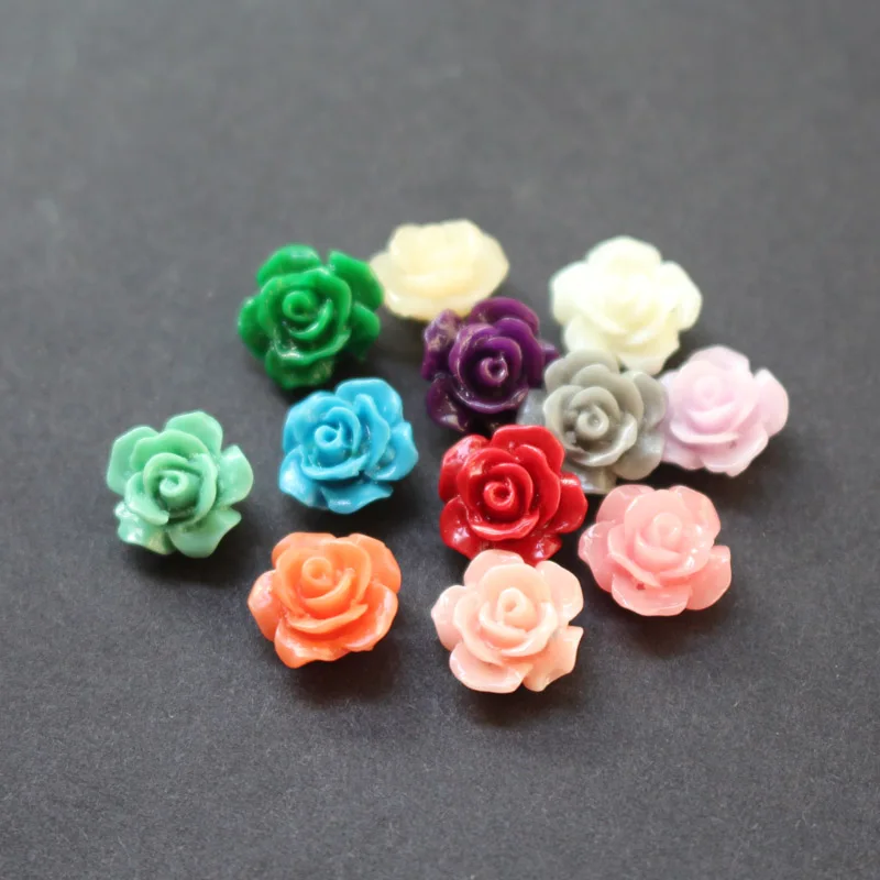 20pcs 10mm Artificial Coral Beads Camelia Flower Fashion Bead Red Black Pink Mix Colors for Jewelry Bracelet Making DIY