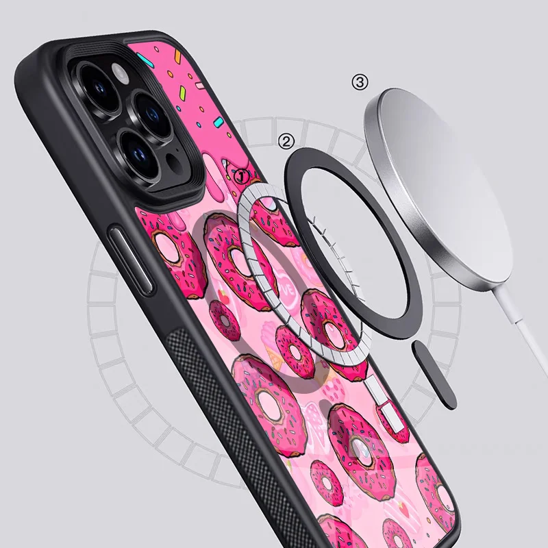 Colorful Donut Phone Case Strong Magnetic For IPhone 15 14 13 Pro Max 11 12 Mini Alex Mirror For Magsafe Wireless Charging Cover