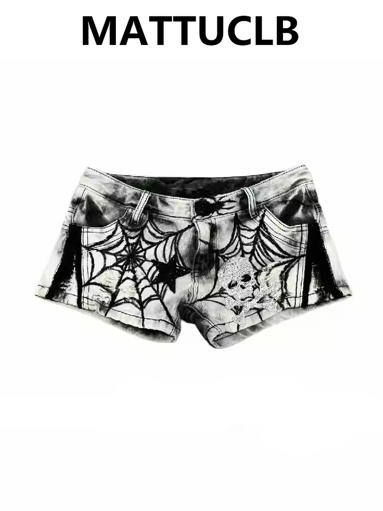 Summer Women Dark Academia Gyaru Low Rise Jeans Shorts Goblin Core Kpop Abi Japanese Y2K 2000s Denim Hot Pants Tide High Street