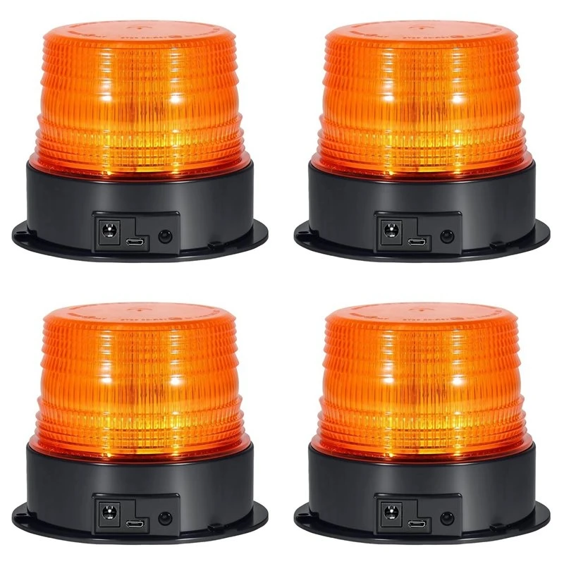 Durable-4X Magnetic Wireless Beacon Light, Rechargeable Emergency Flashing Warning Battery Operated Strobe Lights
