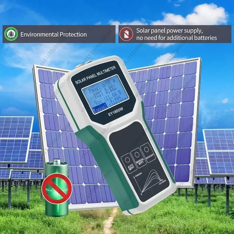 1800W Solar Panel Tester MPPT Photovoltaic Multimeter & Watt Meter Smart Portable Tool for Solar PV Panel Data & Troubleshoot