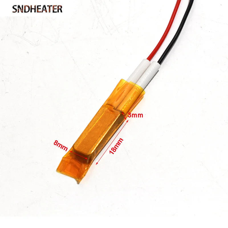 SNDHEATER PTC Insulating Thin Film Temperature Thermistors Heating Element 18x8x3mm 12V/24V 60C/80C for Hair Iron 2pcs/lot