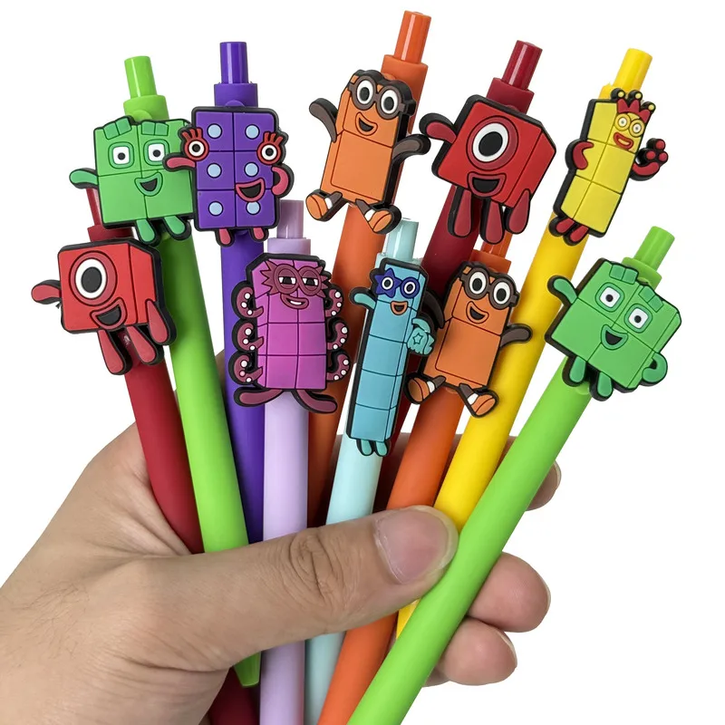 20/30pcs  Creative, simple, cute, cartoon building block design retractable gel pen Random Color Campus Design Back-to-School Se
