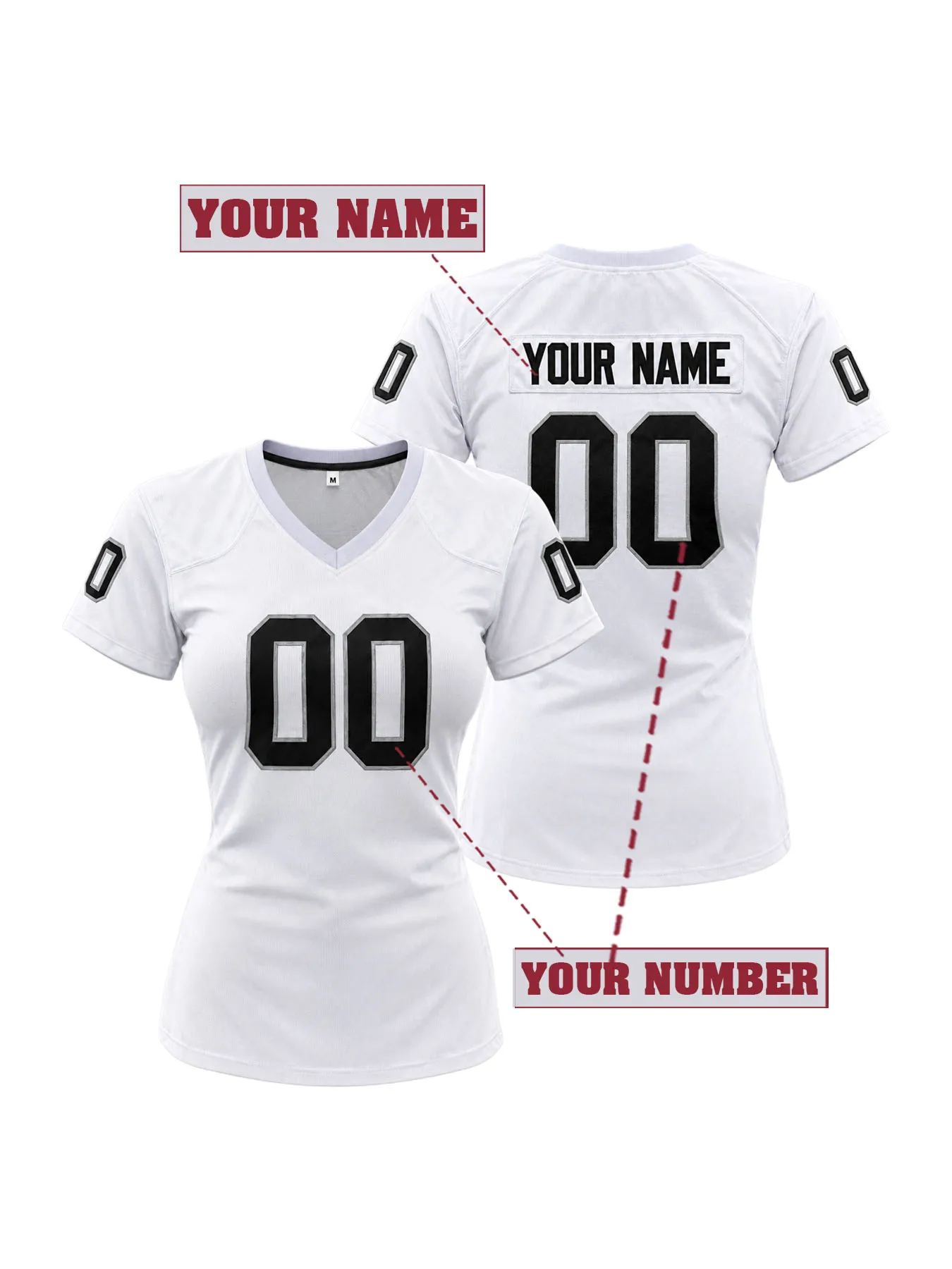 Embroidered Women's Custom Las Vegas Football Jersey Personalized Name & Number V-Neck Short Sleeve Game Day Casual Fan Shirt