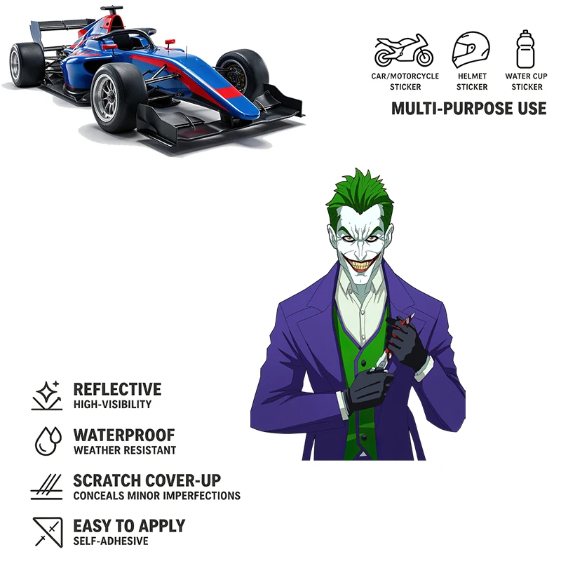 Car Stickers Purple Suit Villain Vinyl Decal Waterproof Die Cut Bubble Free Removable for Fuel Tank Gas Cap Auto Decor