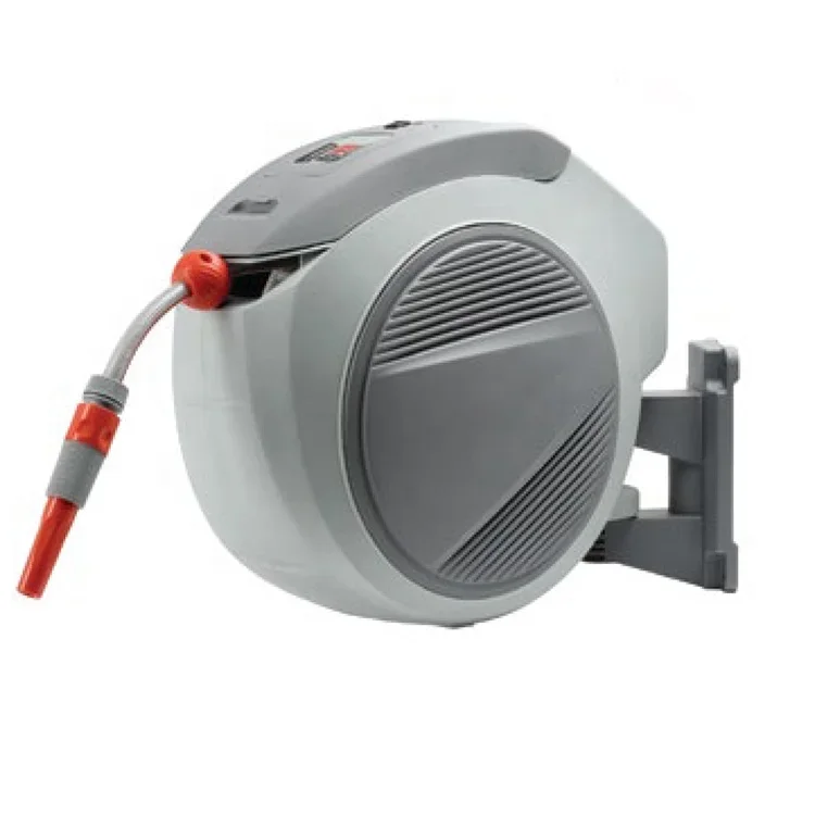 Wall mounted retractable air water hose reel