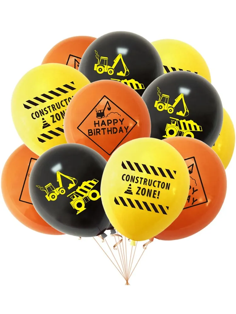 10/30 Stücke Bau Traktor Thema Bagger Luftballons Rennwagen Ballon Bau Autos Luftballons Set Jungen Geburtstag Globlos – Detail 1