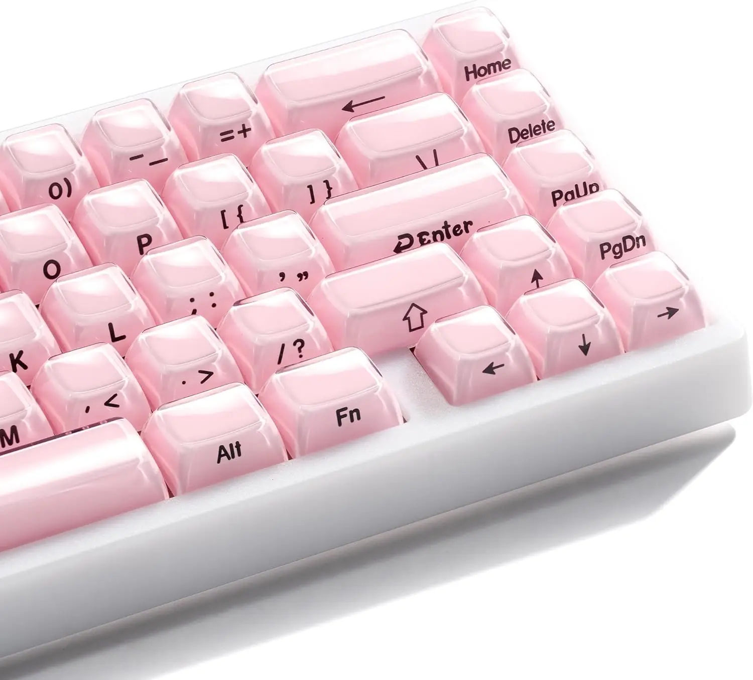 

Pink Keycaps Crystal Jelly Keyboard Keycaps OEM Profile Side Printed Keycap Set Compatible with 61/68/84/87/98/100 ANSI Layout