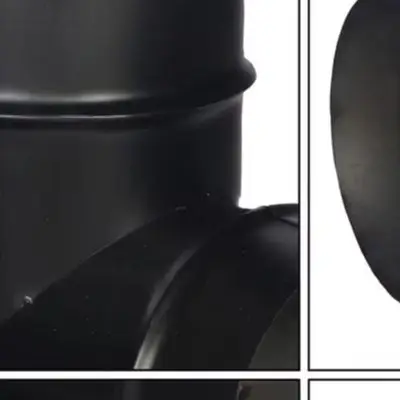Black Stainless Steel 3 Way Chimney Tee Pipe 100mm 125mm High Temperature Paint With Cap Block For Wood Burning Fireplace Stove
