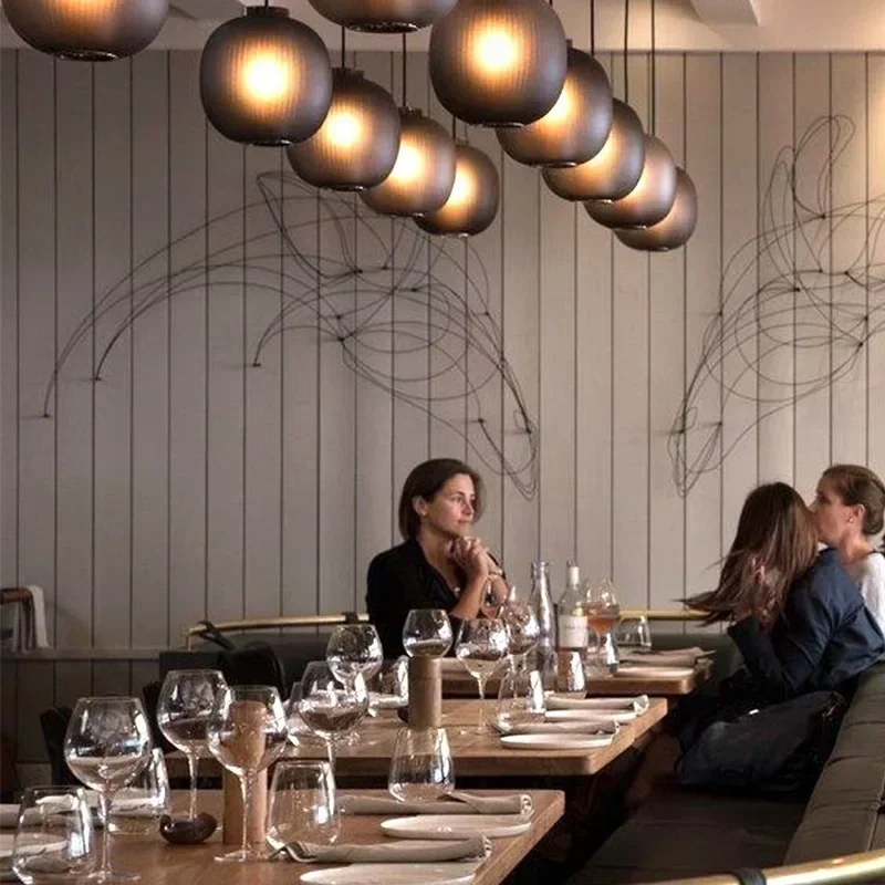 Restaurant  Nordic Creative Lantern Glass Chandelier Bedroom Bedside Aisle Lamp Wine Shop Commercial Small Chandelier