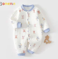 Baby Jumpsuit Clothes bodysuit Thickening Cotton Boys Girls Cute Printed Bear Romper Infant Onesie Spring Trend 1-3-6-9-12M