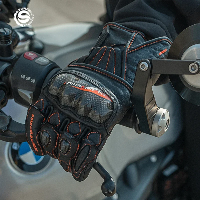 Winter Leder Motorrad Handschuhe Winddicht Thermische Motorrad Ausrüstung Reiten Carbon Faser Herbst Wasserdicht für Mann