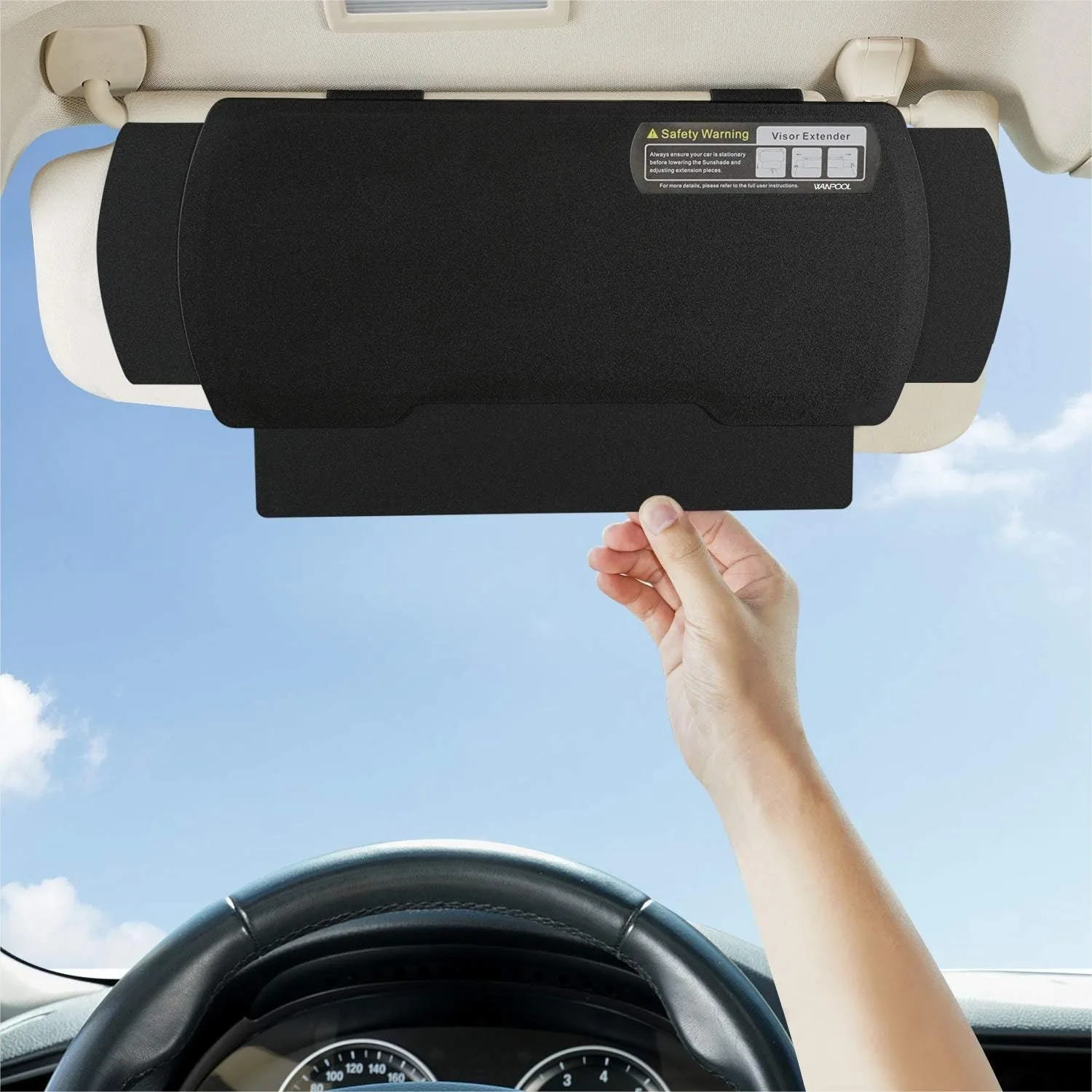

Car Visor Sunshade Extender, Anti-Glare Sun Blocker for Driver or Front Seat Passenger, Black