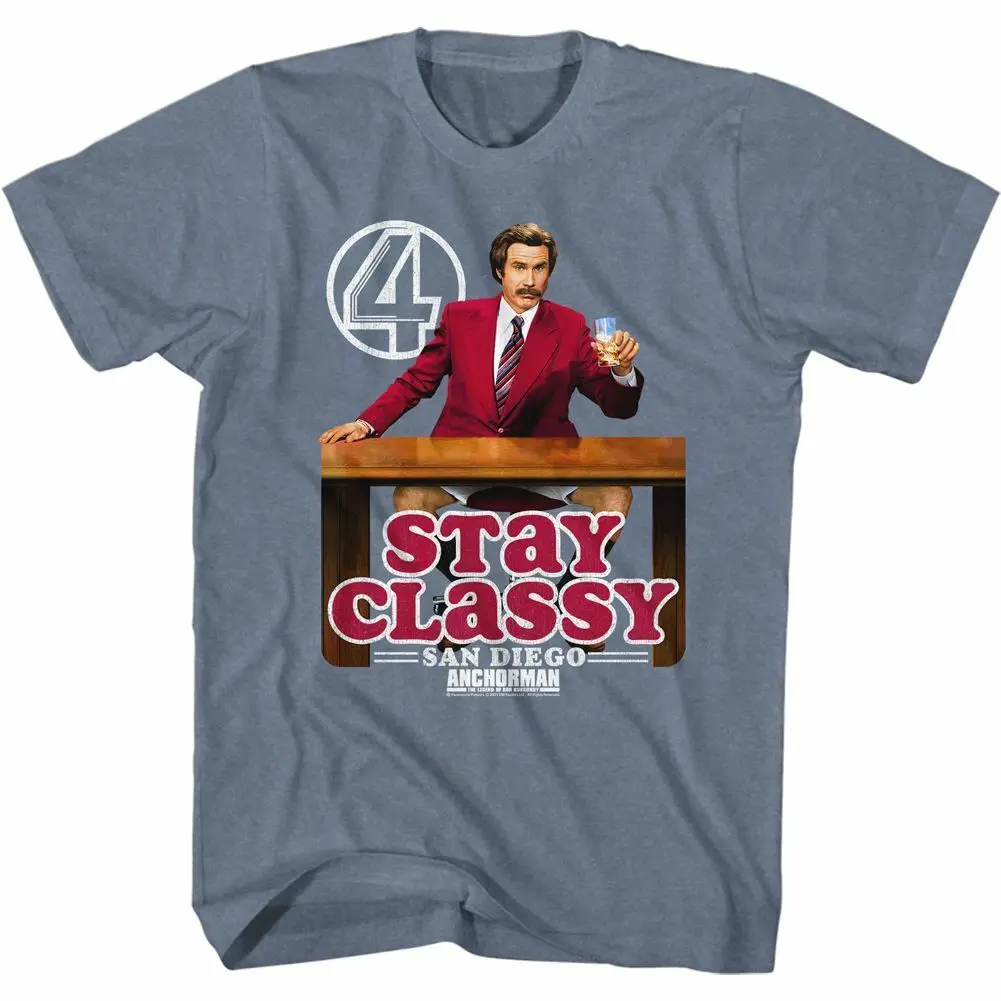 Anchorman Stay Classy Logo Indigo Heather Adult T Shirt