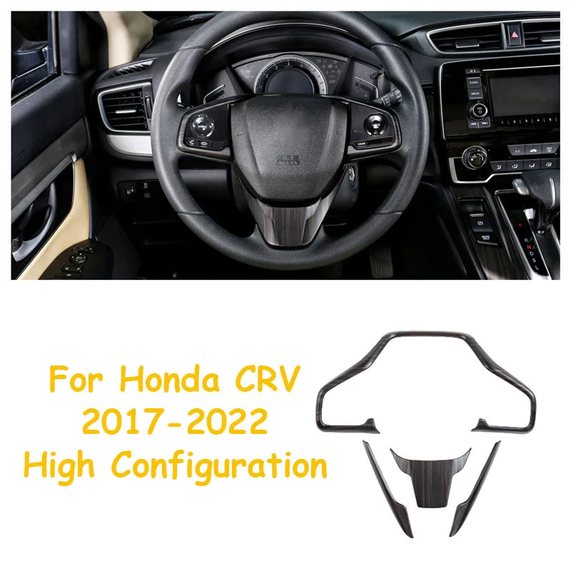 For Honda CRV CR-V 2017 2018 2019 2020 2021 Golden Wood Grain Overlay on Dashboard, Door,Steering Wheel, Gearshift Interior Trim view 4