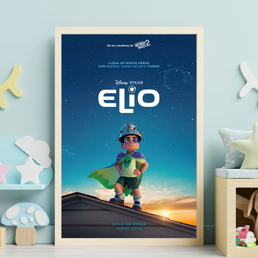 

Animated Science Fiction Adventure Film Elio Poster, Modern Cartoon Picture, Canvas Print, Kids Room Nursery Home Wall Art Decor