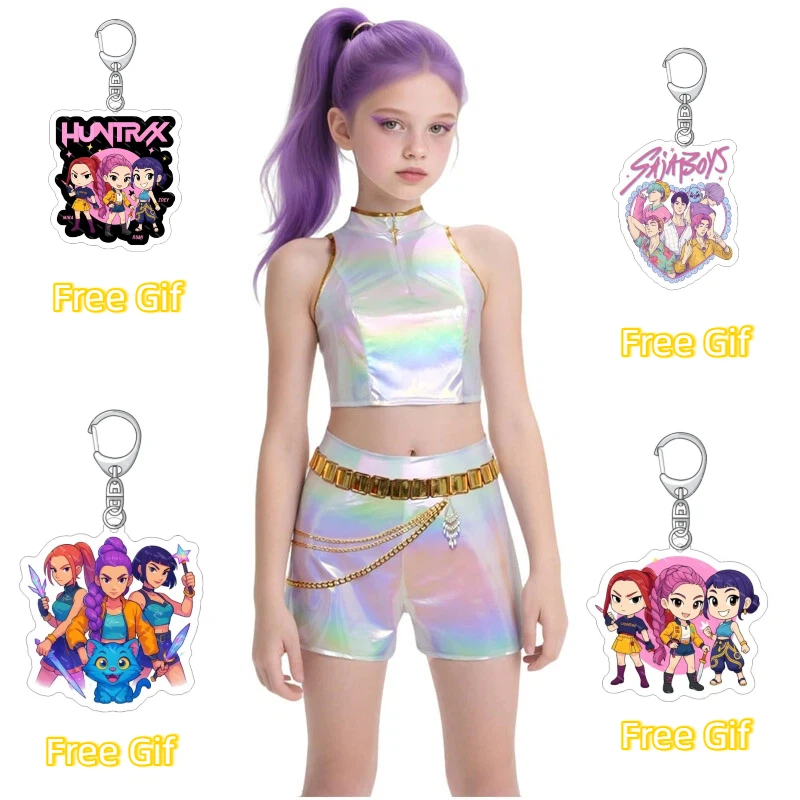 

K-POP Group Girl Costume K-pop Witch Hunt Group Cos Laser Leather Costume Rumila Zoe Girls Halloween Cosplay White Leather Suit