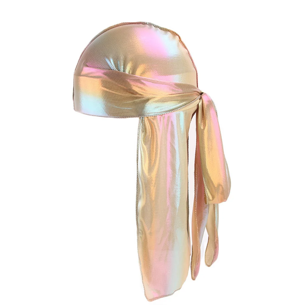 

3Pcs Women Turban Headscarf Long Tail Cap Soft Elastic Material Reflective Color One Size Fits All Perfect Gift