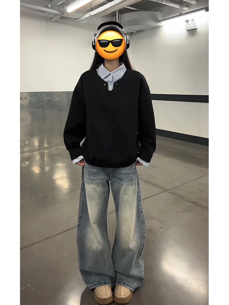 

Men's Sweatirt Long Sve U-Ne Base irt Spring Comfortable Casual Sle Striped Patchwork Inner Wear T-irt