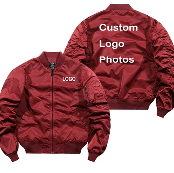 Custom Logo Design Bomber Jacket Men DIY Print Zipper Coat Windproof Thick Warm Jacket Unisex Military Jacket Flight Coat 5