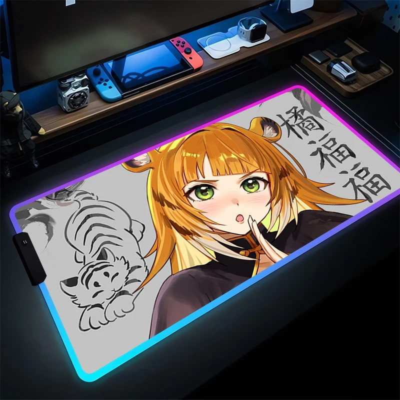 RGB Mouse Pad Anime Gamer Gaming Accessories Zenless Zone Zero Keyboard Pad LED PC Computer Kawaii Ju Fufu Desk Mat ZZZ Mousepad