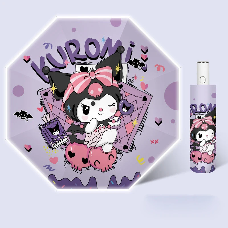 

Kawaii fully automatic Kuromi children's umbrella anti-rebound sunscreen cartoon rain or shine umbrella