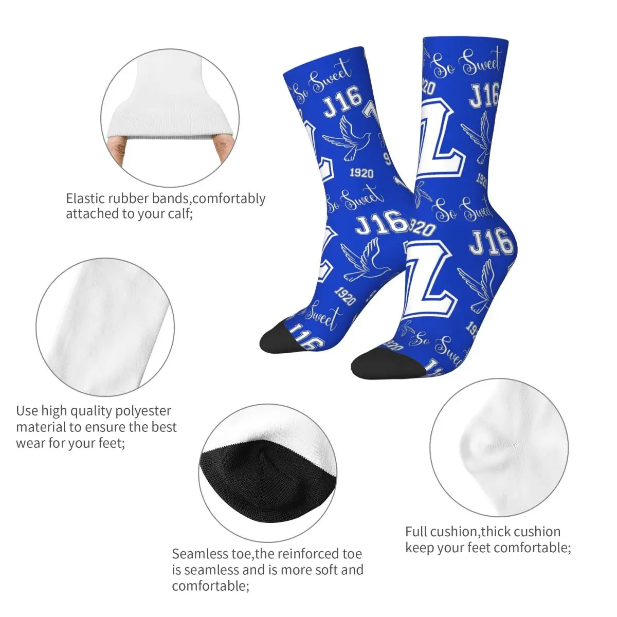 Zeta Phi Beta Socks Men's Women's Polyester Funny Happy ZPB Sorority Logo Socks Novelty Spring Summer Autumn Winter Socks Gift