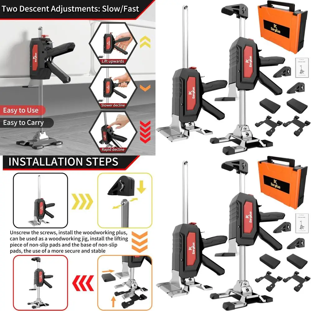 

2-Piece Stainless Steel Arm Jacks with Dual-Speed Control for Efficient Furniture and Flooring Installation