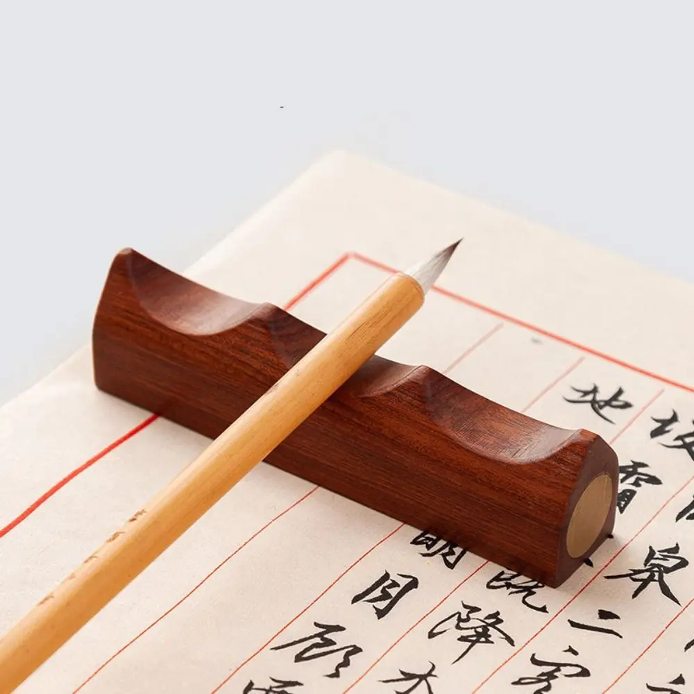 Creative Calligraphy Pen Holder Chinese Durable Wooden Desk Pen Stand Practical Portable Writing Brush Holder Art Accessories