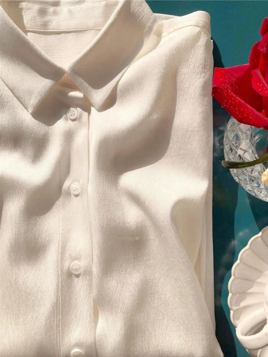 Design rétro Long Sve femmes irt automne hiver printemps haut polyvalent coréen Sle coupe ample couleur Pure bouton détail