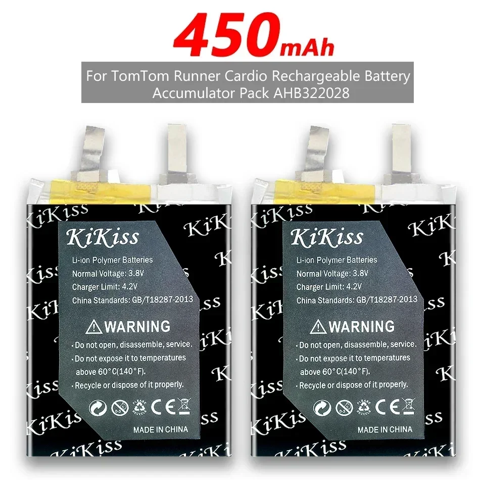 450mAh Battery for TomTom Runner Cardio Watch Battery New Li-Polymer Polymer Rechargeable Accumulator Pack AHB322028