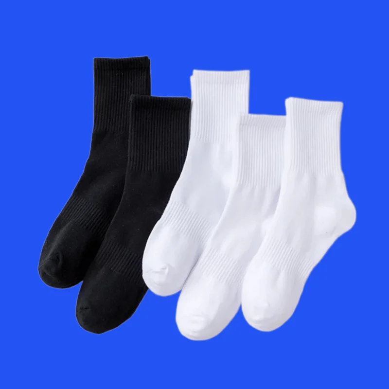 Chaussettes de sport respirantes en coton pour hommes, longues, affaires, haute qualité, solide, gentleman, mode, plein air, 5 paires