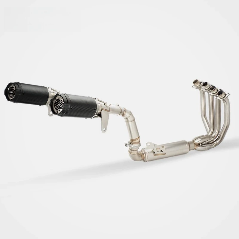 Full Exhaust for 500SR 2024-2025 VOOM Short Carbon Fiber Stainless Steel Honeycomb Tip Sportbike Inline-Four Track