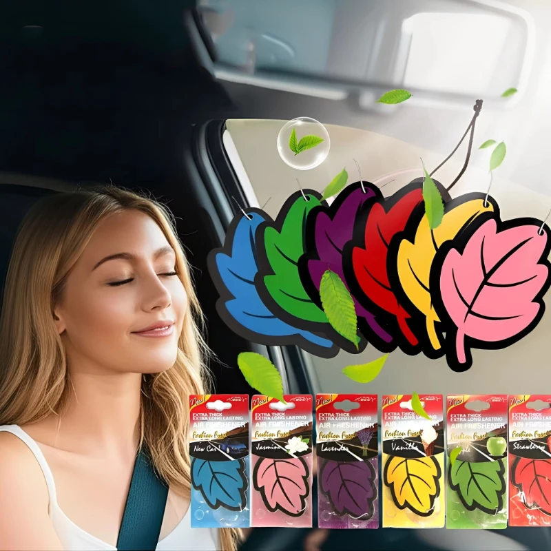 1/2/3/4Pcs Car Air Freshener Natural Scented Tea Paper Auto Hanging Vanilla Perfume Fragrance Leaf Shape Car Interior