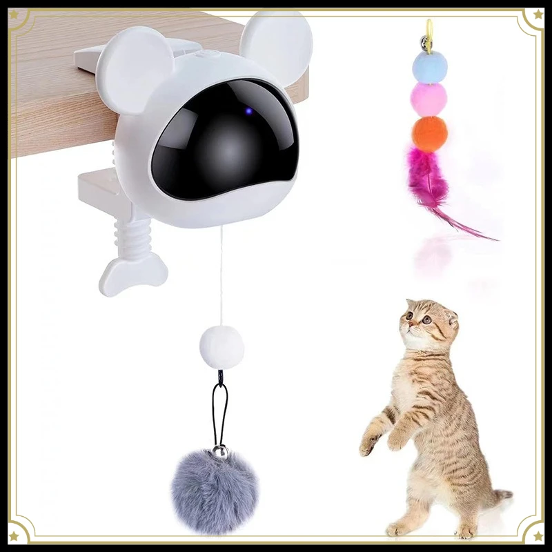 Hanging Feather Interactive Cat Toy Smart Swing Line Simulated Bird Sound Electric Kitten Play Relieve Boredom