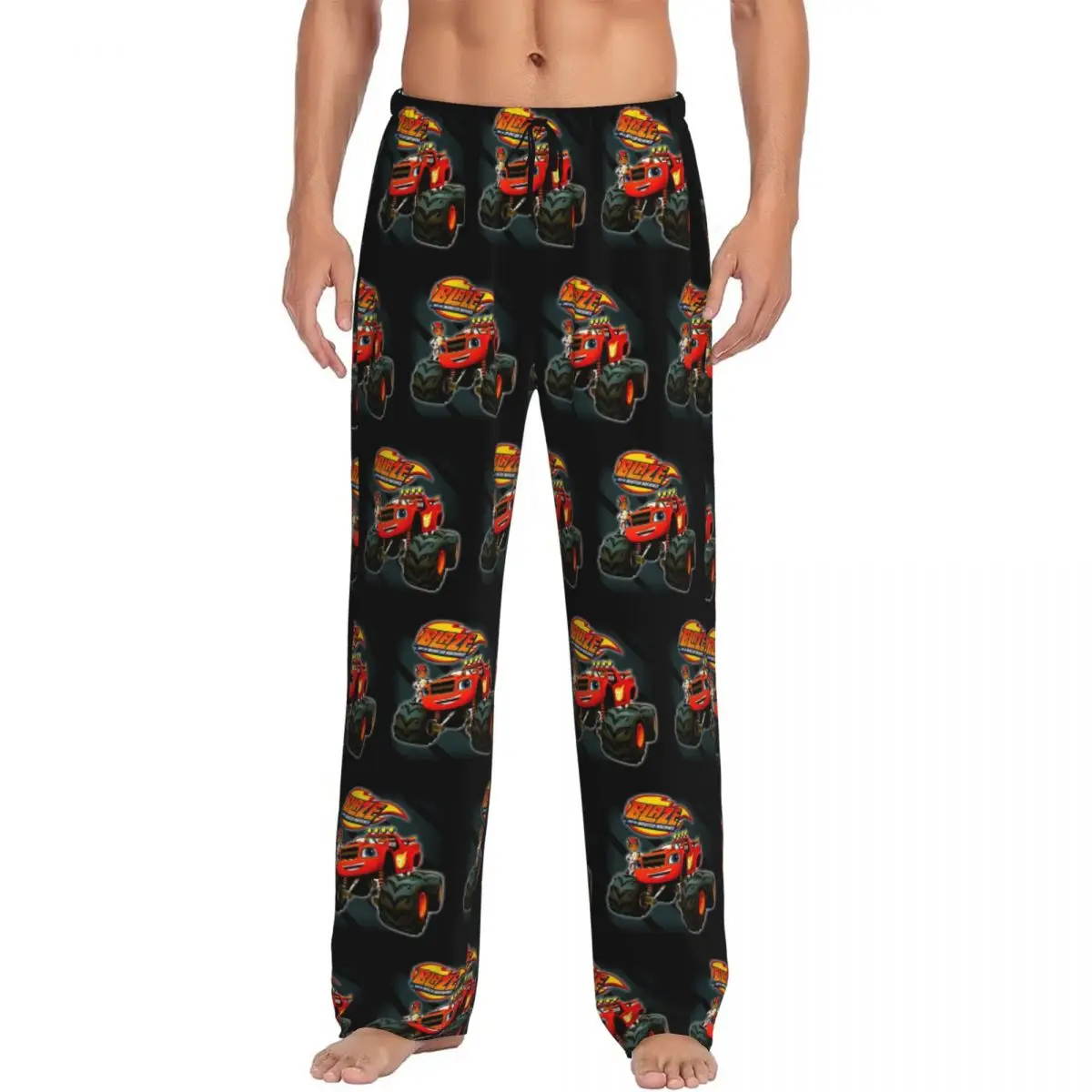 

Custom Blaze And The Monster Machines Pajama Pants Men Sleepwear Sleep Lounge Bottoms with Pockets