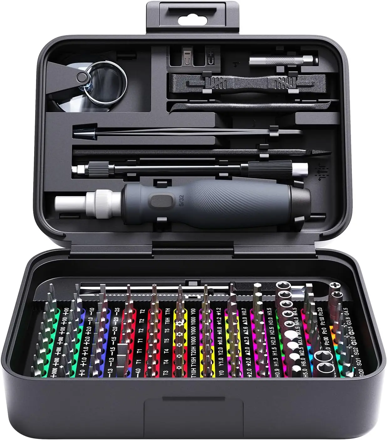 Image of 132-in-1 Präzisions-Schraubendreher-Set, farbcodiert, magnetisch, 108 Bits, Reparaturwerkzeug-Set für Elektronik-Reparaturen, iPhone, Mac, iPad, Tablet