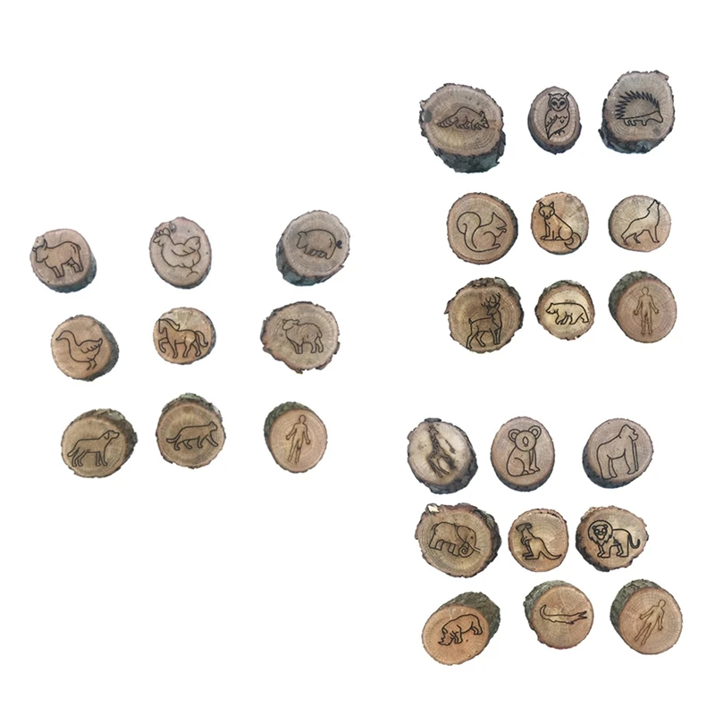 Molde de sellos de huellas de animales para niños, 9 piezas, huellas de animales grabadas, juguetes de madera para niños, campo de nieve de barro, Impresión de pasos, fácil de usar