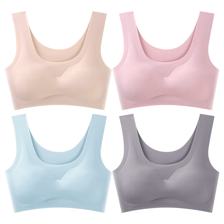 Ergonomic Young Women Ice Silk One Piece Traceless Sexy Backless Sports Yoga Bras for Enhanced Comfort and Mobility During Yoga